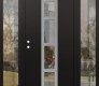 Modern Steel Front Door DIAMOND A10 68" X 80" BLACK/BLACK CLEAR GLASS PANEL STAINLESS STEEL RHI WITH 2 SIDELITES CLEAR GLASS