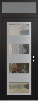 Diamond C2 36" x 96" black/black clear Glass Panel stainless steel LHI with Transom frosted Glass