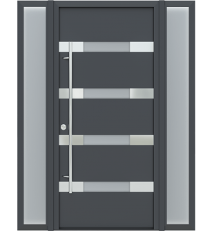 MODERN FRONT STEEL DOOR AURA ANTRACIT/WHITE 61 1/16" X 81 11/16" RHI + SIDELITE LEFT/RIGHT