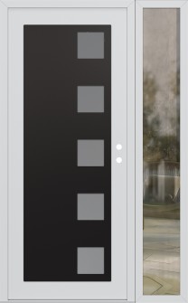 Diamond C5 52" x 80" white/white frosted Glass Panel black LHI with Sidelite clear Glass