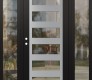 Modern Steel Front Door Diamond C9 68" x 80" black/black clear Glass Panel stainless steel RHI with 2 Sidelites clear Glass