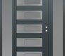 Modern Steel Front Door Diamond D3 68" x 80" anthracite/anthracite frosted Glass Panel stainless steel LHI with 2 Sidelites frosted Glass