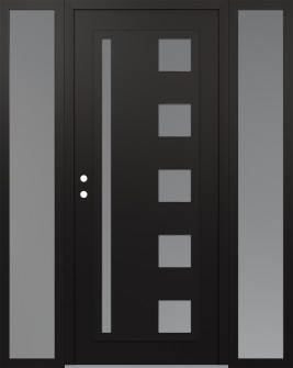 Diamond C3 64" x 80" black/white frosted Glass Panel black RHI with 2 Sidelites frosted Glass