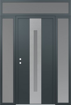 DIAMOND A2 64" X 96" ANTHRACITE/ANTHRACITE FROSTED GLASS PANEL STAINLESS STEEL RHI WITH 2 SIDELITES AND TRANSOM FROSTED GLASS