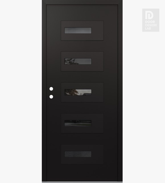 Modern Steel Front Door Diamond D6 36" x 80" black/black mirrored Glass Panel black RHI