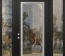 Modern Steel Front Door Diamond C1 64" x 96" black/black clear Glass Panel stainless steel RHI with 2 Sidelites and Transom clear Glass