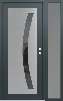 Diamond C4 50" x 80" anthracite/anthracite mirrored Glass Panel stainless steel LHI with Sidelite frosted Glass