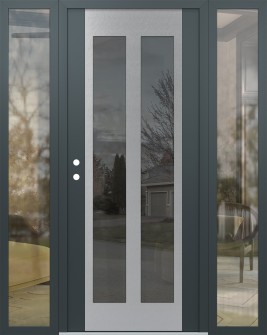 Diamond C14 64" x 80" anthracite/anthracite mirrored Glass Panel stainless steel RHI with 2 Sidelites clear Glass