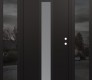 Modern Steel Front Door DIAMOND A1 64" X 80" BLACK/WHITE FROSTED GLASS PANEL BLACK LHI WITH 2 SIDELITES MIRRORED GLASS