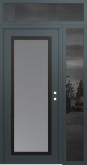 Diamond C1 52" x 96" anthracite/anthracite frosted Glass Panel black LHI with Sidelite and Transom mirrored Glass