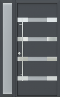 MODERN FRONT STEEL DOOR AURA ANTRACIT/WHITE 49 1/4" X 81 11/16" RHI + SIDELITE LEFT