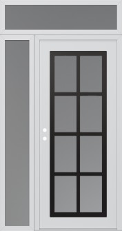 Diamond C16 48" x 96" white/white frosted Glass Panel black RHI with Sidelite and Transom frosted Glass