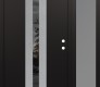 Modern Steel Front Door DIAMOND A2 52" X 80" BLACK/BLACK MIRRORED GLASS PANEL STAINLESS STEEL LHI WITH SIDELITE FROSTED GLASS