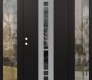 Modern Steel Front Door DIAMOND A3 68" X 80" BLACK/BLACK MIRRORED GLASS PANEL STAINLESS STEEL RHI WITH 2 SIDELITES CLEAR GLASS