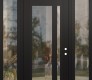 Modern Steel Front Door Diamond C15 68" x 96" black/black clear Glass Panel black LHI with 2 Sidelites and Transom clear Glass