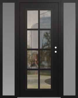 Diamond C16 60" x 80" black/black clear Glass Panel black LHI with 2 Sidelites frosted Glass
