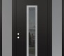 DIAMOND A11 60" X 96" BLACK/BLACK MIRRORED GLASS PANEL STAINLESS STEEL LHI WITH 2 SIDELITES AND TRANSOM FROSTED GLASS