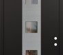 Modern Steel Front Door DIAMOND A12 36" X 96" BLACK/BLACK CLEAR GLASS PANEL STAINLESS STEEL LHI WITH TRANSOM CLEAR GLASS