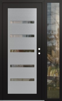 Diamond C7 52" x 80" black/black clear Glass Panel stainless steel LHI with Sidelite clear Glass