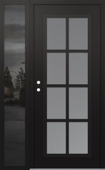 Diamond C16 52" x 80" black/white frosted Glass Panel black RHI with Sidelite mirrored Glass