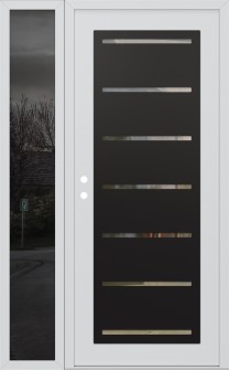 Diamond C11 52" x 80" white/white clear Glass Panel black RHI with Sidelite mirrored Glass