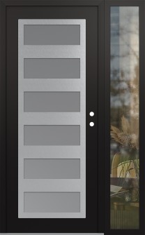 Diamond C9 48" x 80" black/white frosted Glass Panel stainless steel LHI with Sidelite clear Glass