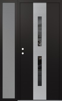 DIAMOND A6 50" X 80" BLACK/BLACK MIRRORED GLASS PANEL STAINLESS STEEL RHI WITH SIDELITE FROSTED GLASS