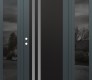 Modern Steel Front Door Diamond C6 60" x 80" anthracite/anthracite frosted Glass Panel black RHI with 2 Sidelites mirrored Glass