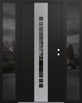 DIAMOND A4 60" X 80" BLACK/BLACK MIRRORED GLASS PANEL STAINLESS STEEL LHI WITH 2 SIDELITES MIRRORED GLASS