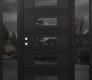 Modern Steel Front Door Diamond D5 64" x 80" black/black mirrored Glass Panel black RHI with 2 Sidelites mirrored Glass