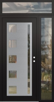 Diamond C3 50" x 96" black/black clear Glass Panel stainless steel LHI with Sidelite and Transom clear Glass
