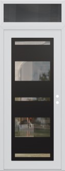 Diamond C10 36" x 96" white/white clear Glass Panel black LHI with Transom mirrored Glass