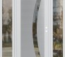 Modern Steel Front Door Diamond C4 64" x 80" white/white clear Glass Panel stainless steel LHI with 2 Sidelites clear Glass