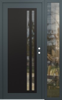 Diamond C6 50" x 80" anthracite/anthracite clear Glass Panel black LHI with Sidelite clear Glass