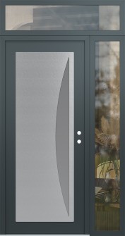 Diamond C13 52" x 96" anthracite/anthracite frosted Glass Panel stainless steel LHI with Sidelite and Transom clear Glass