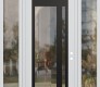 Modern Steel Front Door Diamond C15 60" x 96" white/white clear Glass Panel black LHI with 2 Sidelites and Transom clear Glass