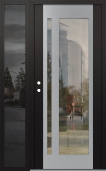 Diamond C15 48" x 80" black/black clear Glass Panel stainless steel RHI with Sidelite mirrored Glass
