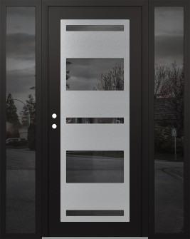 Diamond C10 60" x 80" black/black mirrored Glass Panel stainless steel RHI with 2 Sidelites mirrored Glass