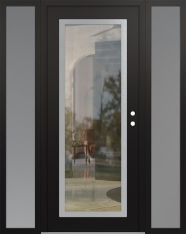 Diamond C1 68" x 80" black/black clear Glass Panel stainless steel LHI with 2 Sidelites frosted Glass