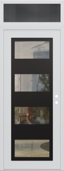 Diamond C2 36" x 96" white/white clear Glass Panel black LHI with Transom mirrored Glass