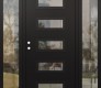 Modern Steel Front Door Diamond D1 60" x 80" black/black clear Glass Panel black RHI with 2 Sidelites clear Glass
