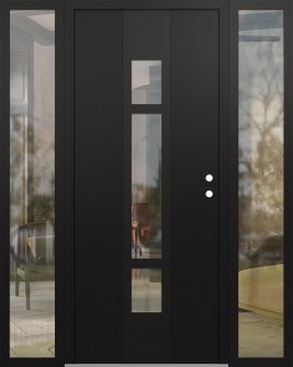 DIAMOND A9 64" X 80" BLACK/BLACK CLEAR GLASS PANEL BLACK LHI WITH 2 SIDELITES CLEAR GLASS