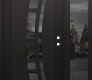 Modern Steel Front Door Diamond C12 48" x 80" black/black mirrored Glass Panel black LHI with Sidelite mirrored Glass