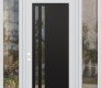Modern Steel Front Door Diamond C6 68" x 96" white/white clear Glass Panel black RHI with 2 Sidelites and Transom clear Glass