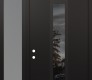 Modern Steel Front Door DIAMOND A1 48" X 96" BLACK/BLACK MIRRORED GLASS PANEL BLACK RHI WITH SIDELITE AND TRANSOM FROSTED GLASS