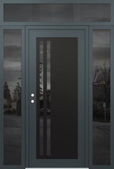 Diamond C6 60" x 96" anthracite/anthracite mirrored Glass Panel black RHI with 2 Sidelites and Transom mirrored Glass