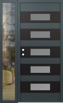 Diamond D5 52" x 80" anthracite/anthracite frosted Glass Panel black RHI with Sidelite clear Glass