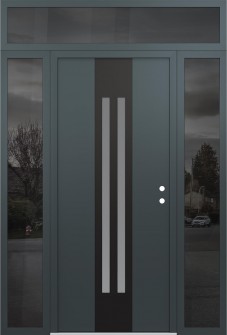 DIAMOND A8 60" X 96" ANTHRACITE/ANTHRACITE FROSTED GLASS PANEL BLACK LHI WITH 2 SIDELITES AND TRANSOM MIRRORED GLASS