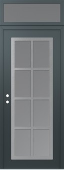 Diamond C16 36" x 96" anthracite/anthracite frosted Glass Panel stainless steel RHI with Transom frosted Glass