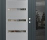 Modern Steel Front Door Diamond C7 52" x 80" anthracite/anthracite clear Glass Panel stainless steel LHI with Sidelite mirrored Glass